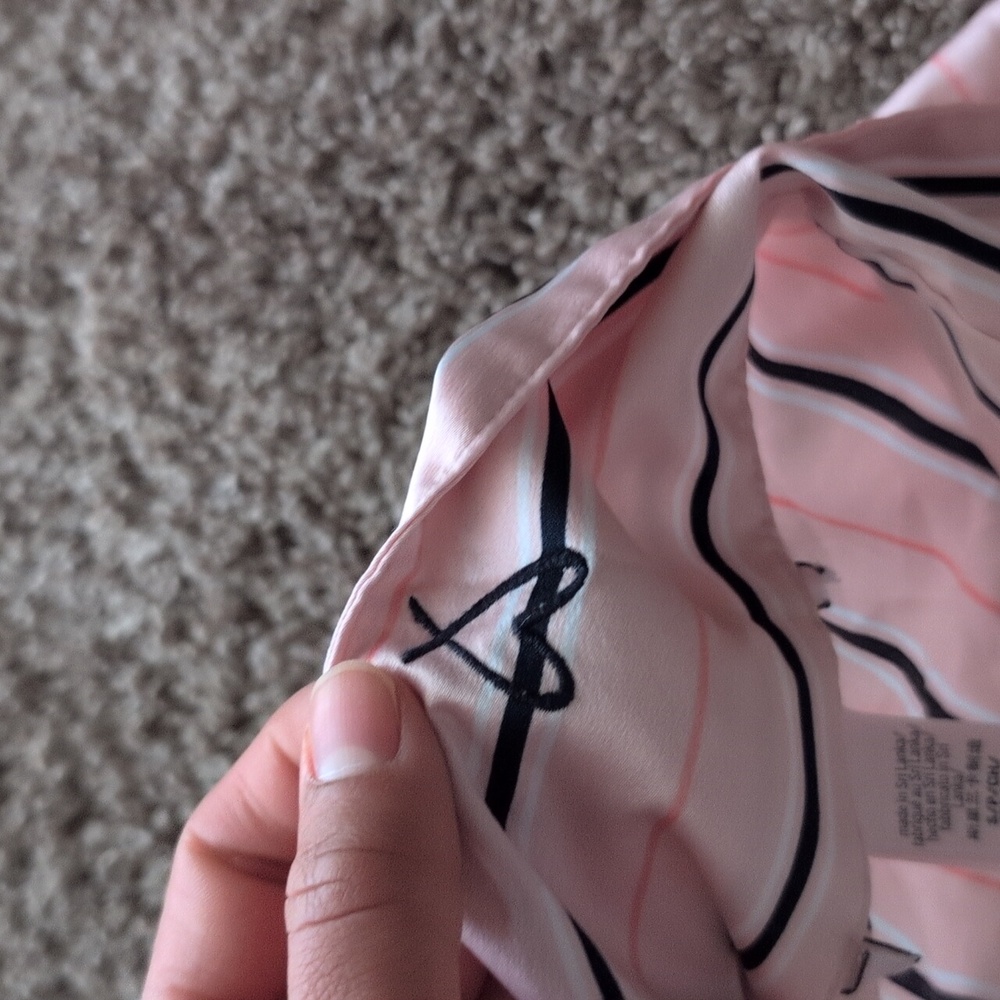 Victorias Secret Satin Pink Striped Pajama Set - Picture 2 of 5